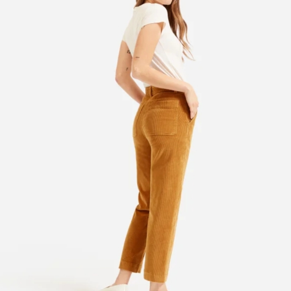 Everlane Wide Leg Cropped Corduroy Pants, Acorn, 6